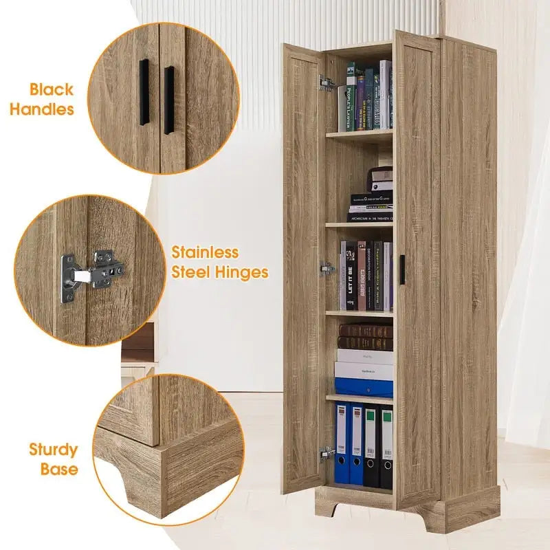 Meuble de rangement à deux portes pour salle de bain, bureau, étagère réglable, panneau MDF