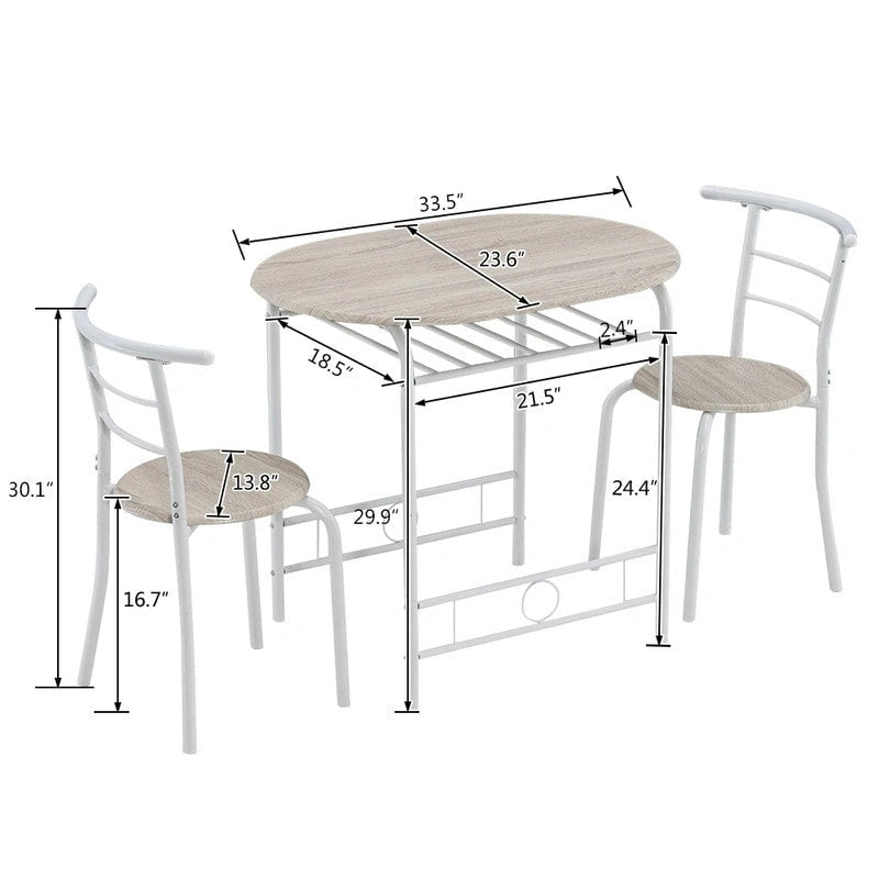 Table à manger de petit-déjeuner compacte avec coins arrondis et design peu encombrant