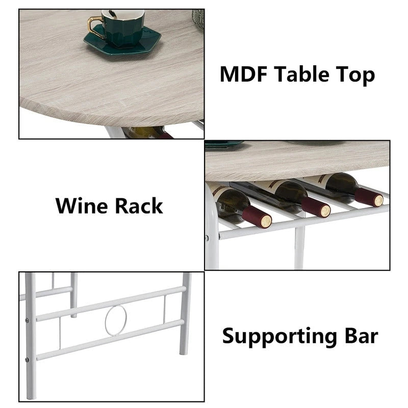 Table à manger de petit-déjeuner compacte avec coins arrondis et design peu encombrant