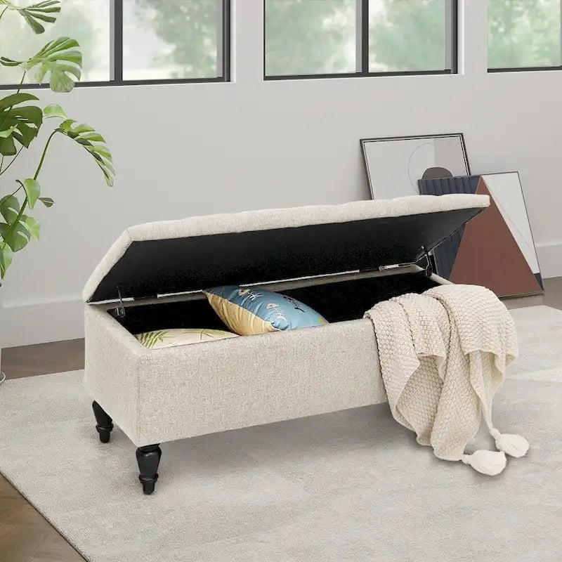 Banc de rangement capitonné de 38 po
