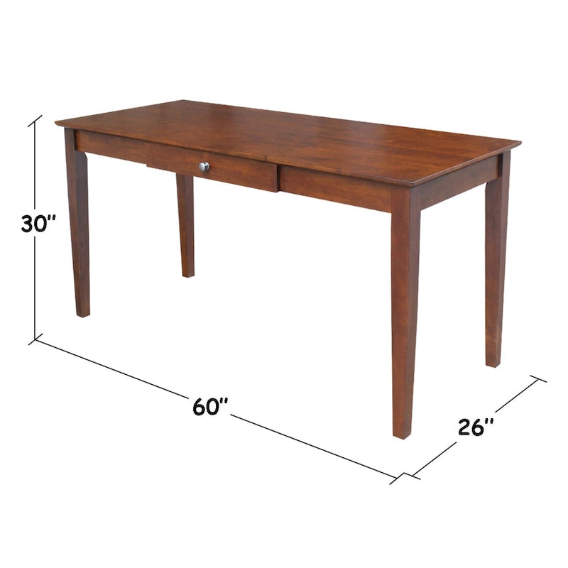 Bureau à tiroir en bois massif avec rangement, idéal pour un bureau à domicile moderne