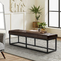 Banc de chambre à coucher classique capitonné en cuir véritable avec base en métal