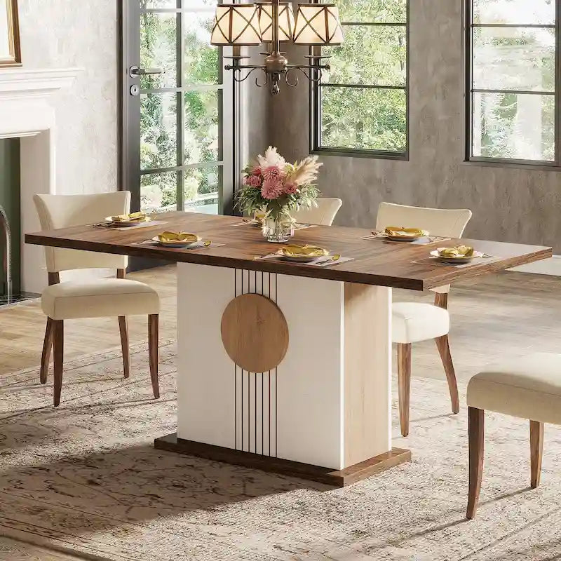 Table à manger rectangulaire en bois de 55 pouces pour cuisine et salle à manger