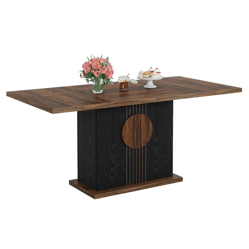 Table à manger rectangulaire en bois de 55 pouces pour cuisine et salle à manger