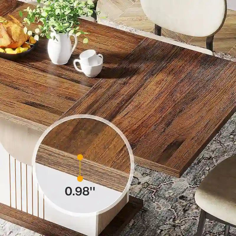 Table à manger rectangulaire en bois de 55 pouces pour cuisine et salle à manger