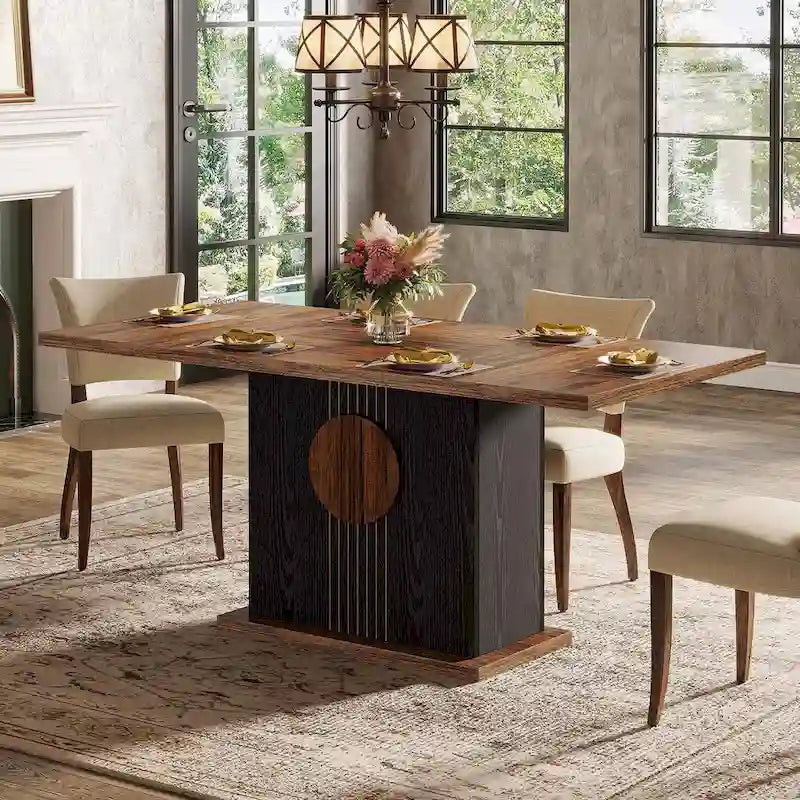 Table à manger rectangulaire en bois de 55 pouces pour cuisine et salle à manger
