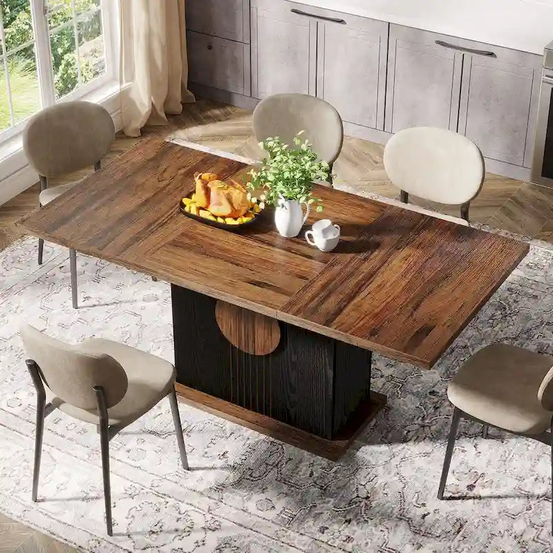 Table à manger rectangulaire en bois de 55 pouces pour cuisine et salle à manger