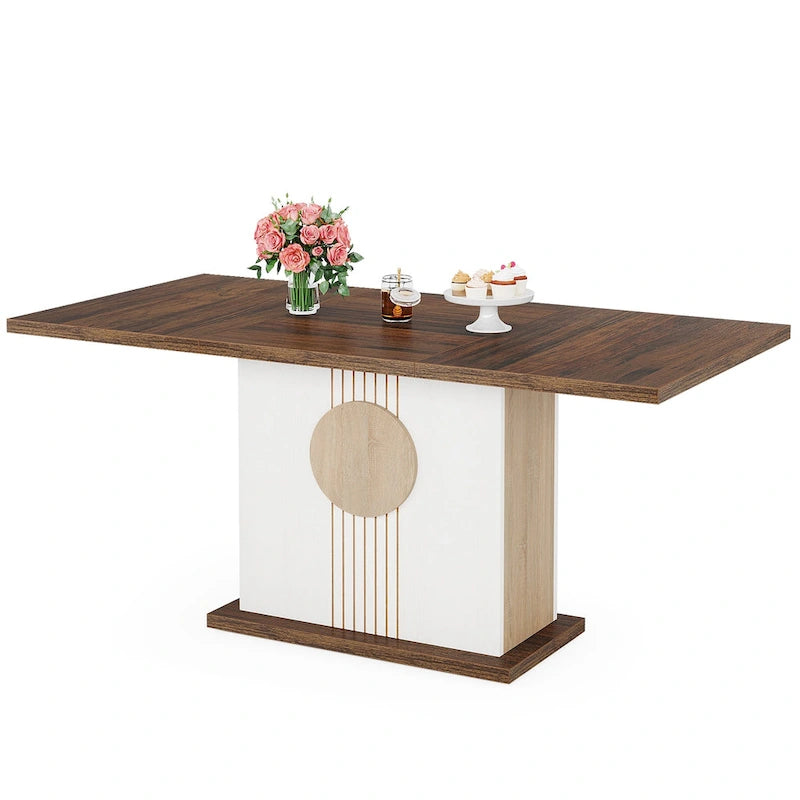 Table à manger rectangulaire en bois de 55 pouces pour cuisine et salle à manger