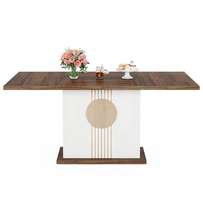Table à manger rectangulaire en bois de 55 pouces pour cuisine et salle à manger