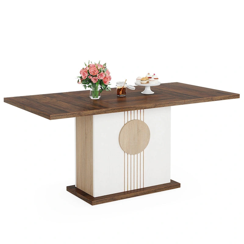 Table à manger rectangulaire en bois de 55 pouces pour cuisine et salle à manger