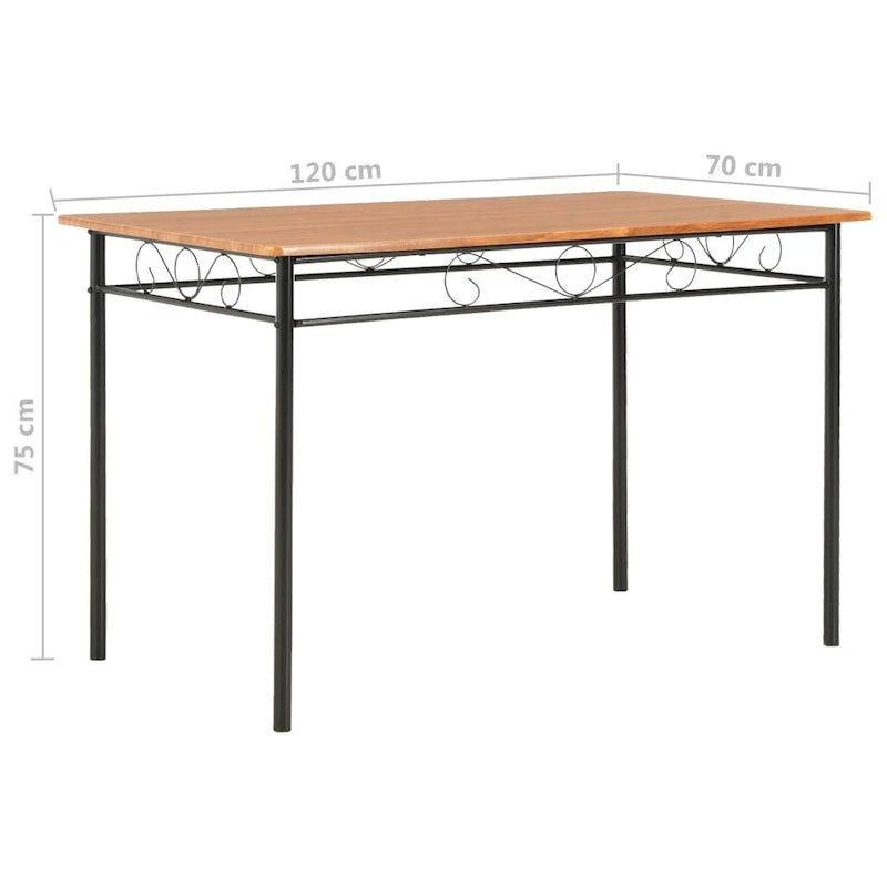 Table de salle à manger industrielle marron 120x70x75 cm MDF pieds en acier
