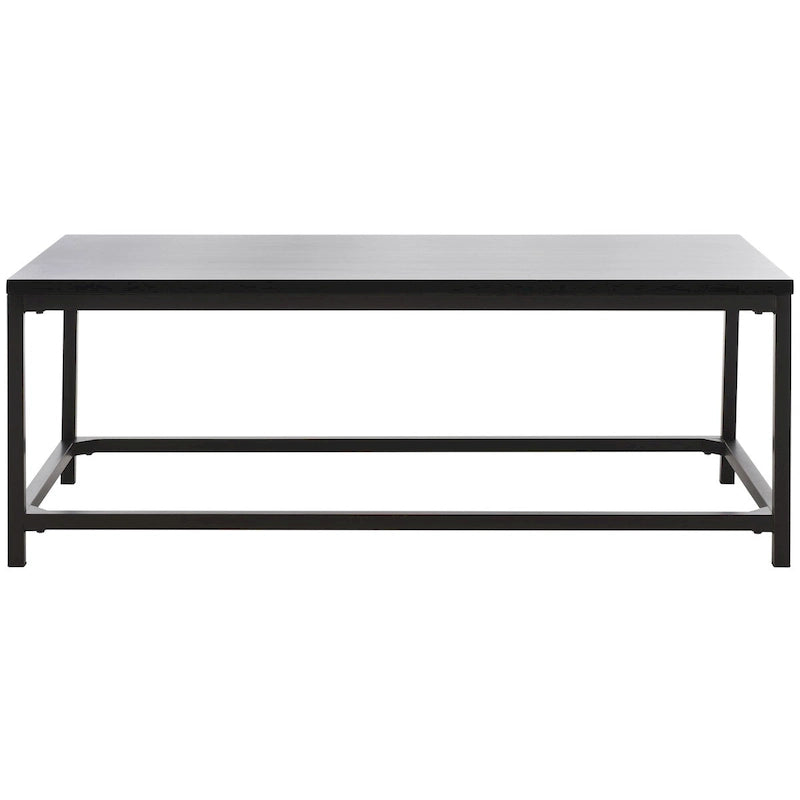 Table basse industrielle en bois recyclé avec cadre en métal noir