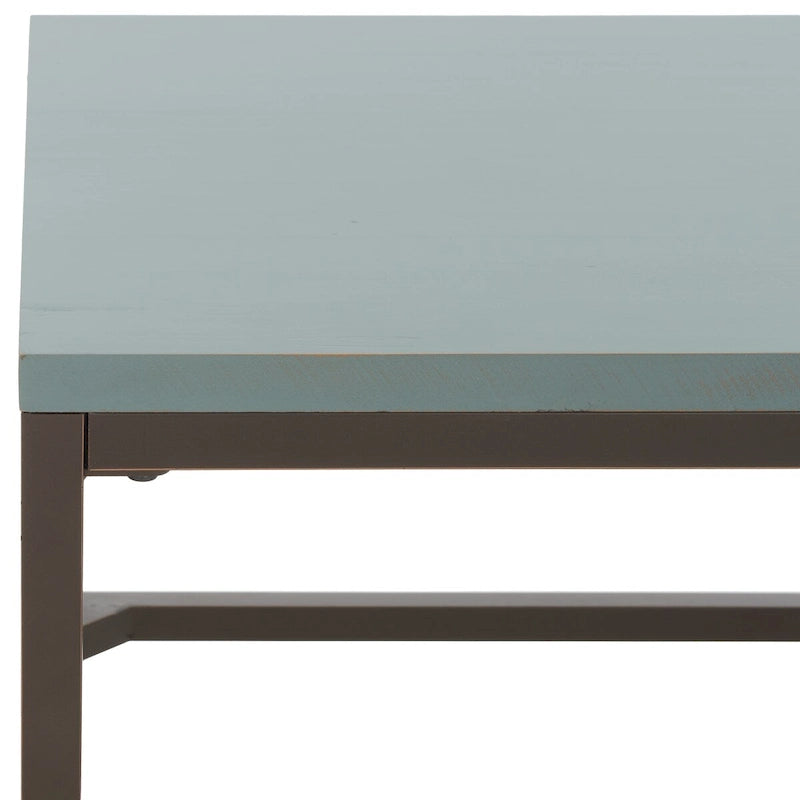 Table basse industrielle en bois recyclé avec cadre en métal noir