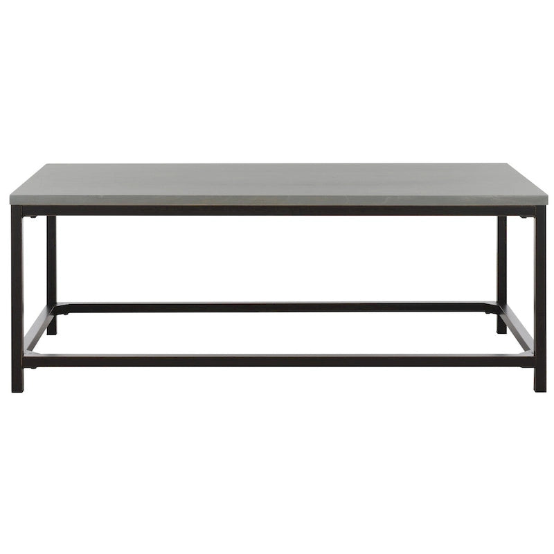 Table basse industrielle en bois recyclé avec cadre en métal noir
