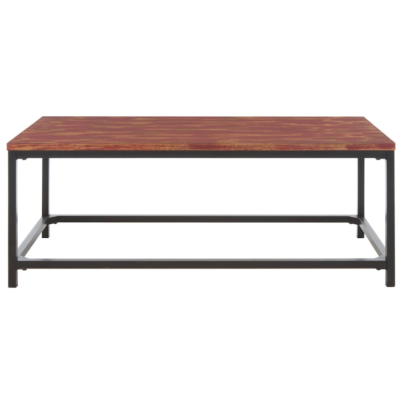 Table basse industrielle en bois recyclé avec cadre en métal noir