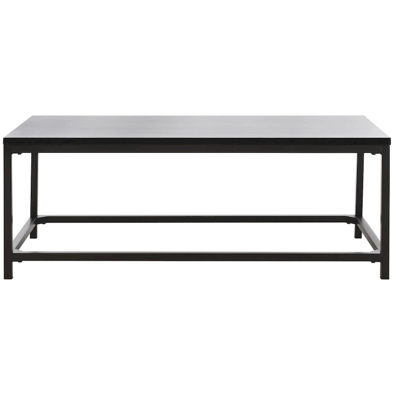 Table basse industrielle en bois recyclé avec cadre en métal noir