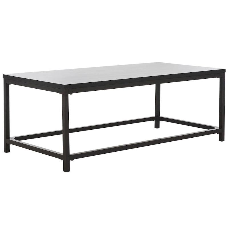 Table basse industrielle en bois recyclé avec cadre en métal noir
