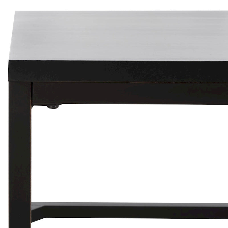 Table basse industrielle en bois recyclé avec cadre en métal noir