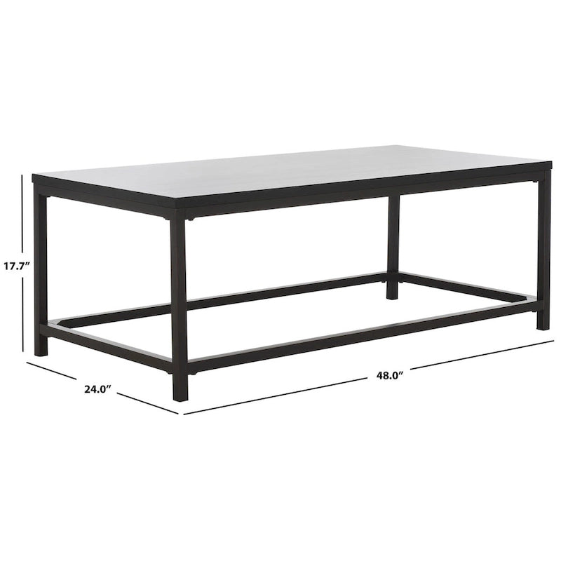 Table basse industrielle en bois recyclé avec cadre en métal noir