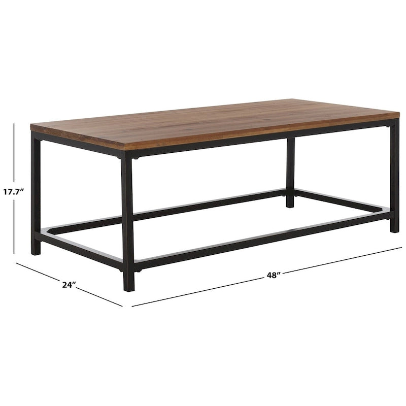 Table basse industrielle en bois recyclé avec cadre en métal noir