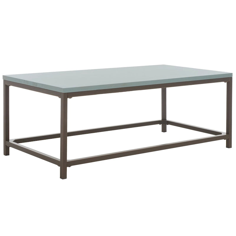 Table basse industrielle en bois recyclé avec cadre en métal noir