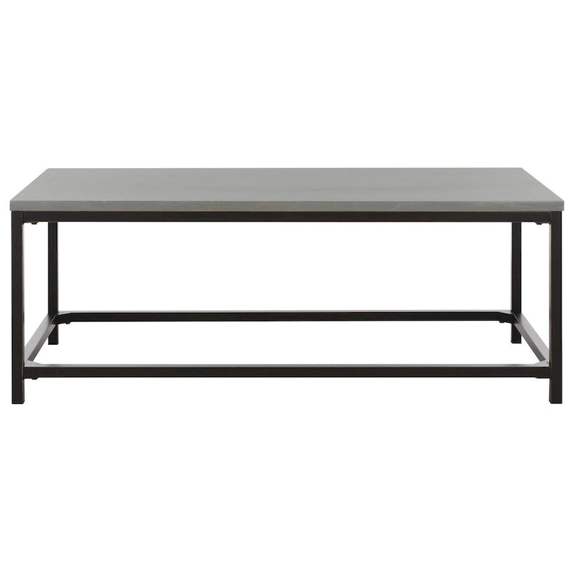 Table basse industrielle en bois recyclé avec cadre en métal noir