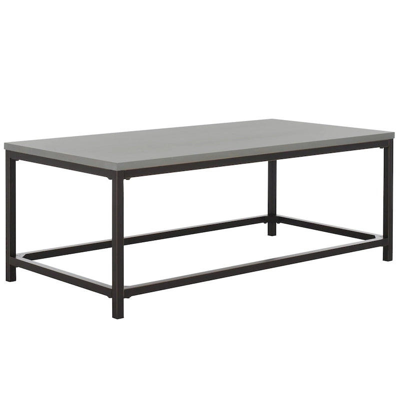 Table basse industrielle en bois recyclé avec cadre en métal noir