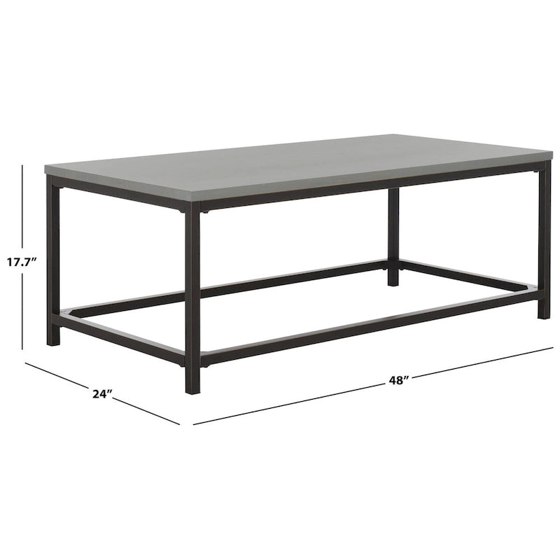 Table basse industrielle en bois recyclé avec cadre en métal noir