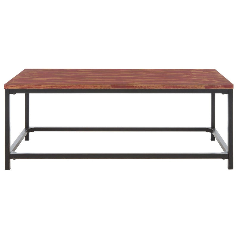 Table basse industrielle en bois recyclé avec cadre en métal noir