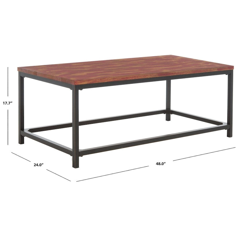 Table basse industrielle en bois recyclé avec cadre en métal noir