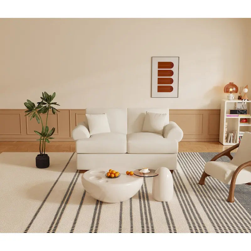 Canapé Causeuse en Tissu Lin Moderne pour Salon