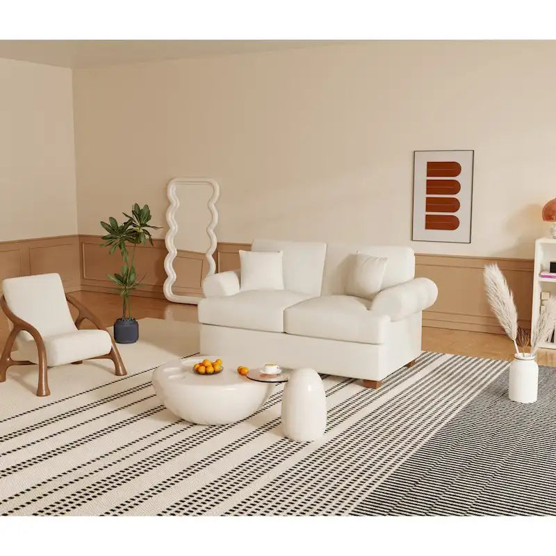 Canapé Causeuse en Tissu Lin Moderne pour Salon