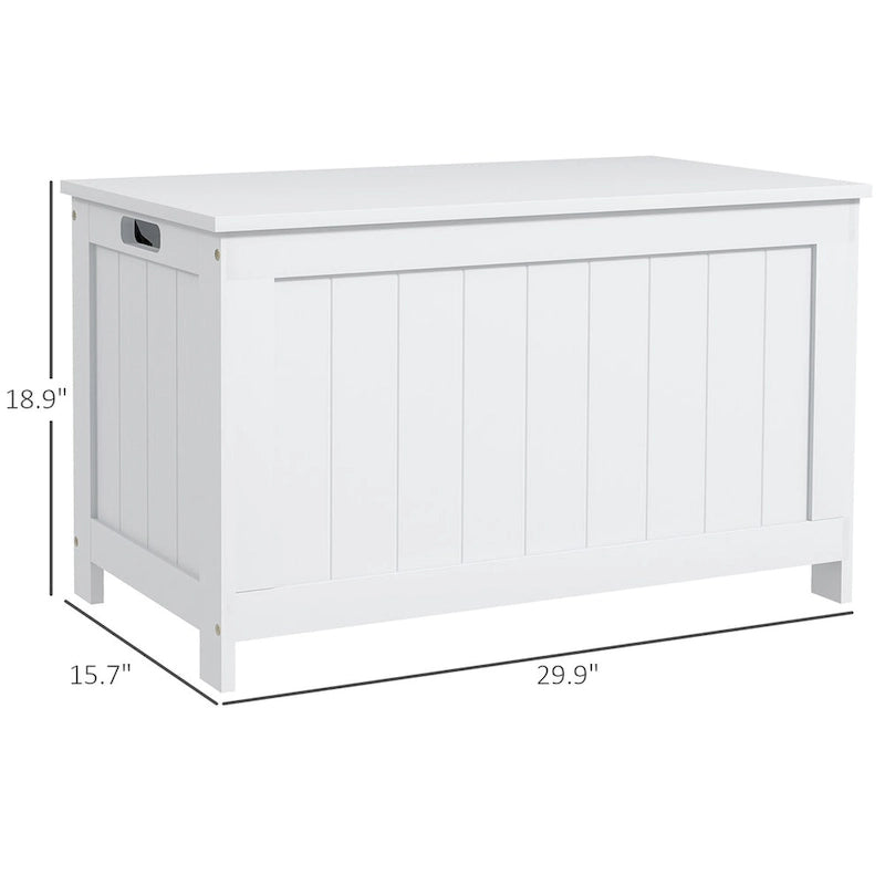 Coffre de rangement en bois avec charnières de sécurité et poignées découpées, coffre de rangement moderne