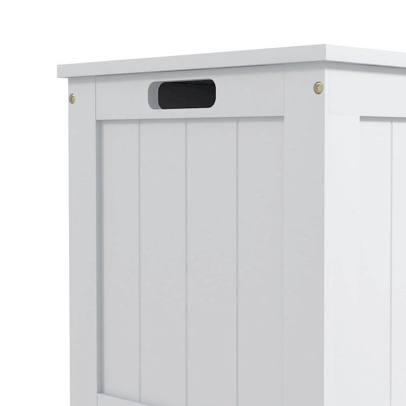 Coffre de rangement en bois avec charnières de sécurité et poignées découpées, coffre de rangement moderne