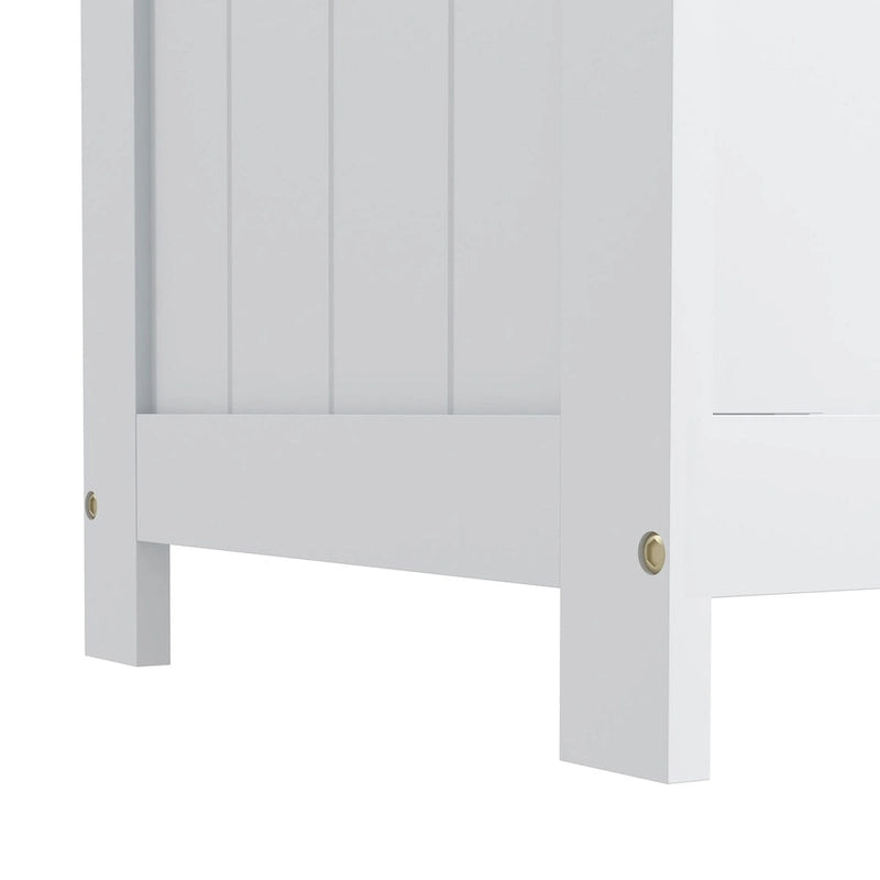 Coffre de rangement en bois avec charnières de sécurité et poignées découpées, coffre de rangement moderne