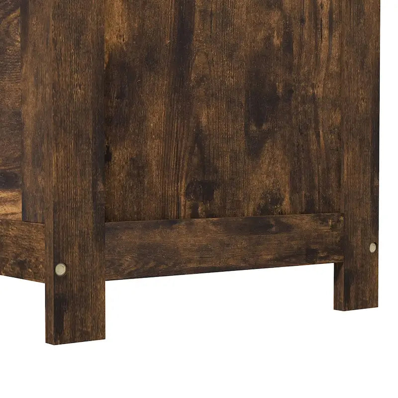 Coffre de rangement en bois avec charnières de sécurité et poignées découpées, coffre de rangement moderne