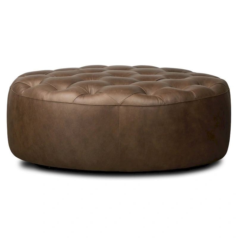 Pouf en cuir pleine fleur italien véritable Ottoman