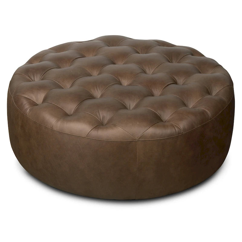 Pouf en cuir pleine fleur italien véritable Ottoman
