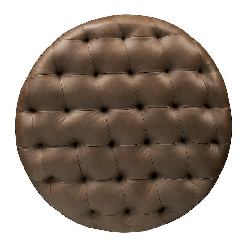 Pouf en cuir pleine fleur italien véritable Ottoman