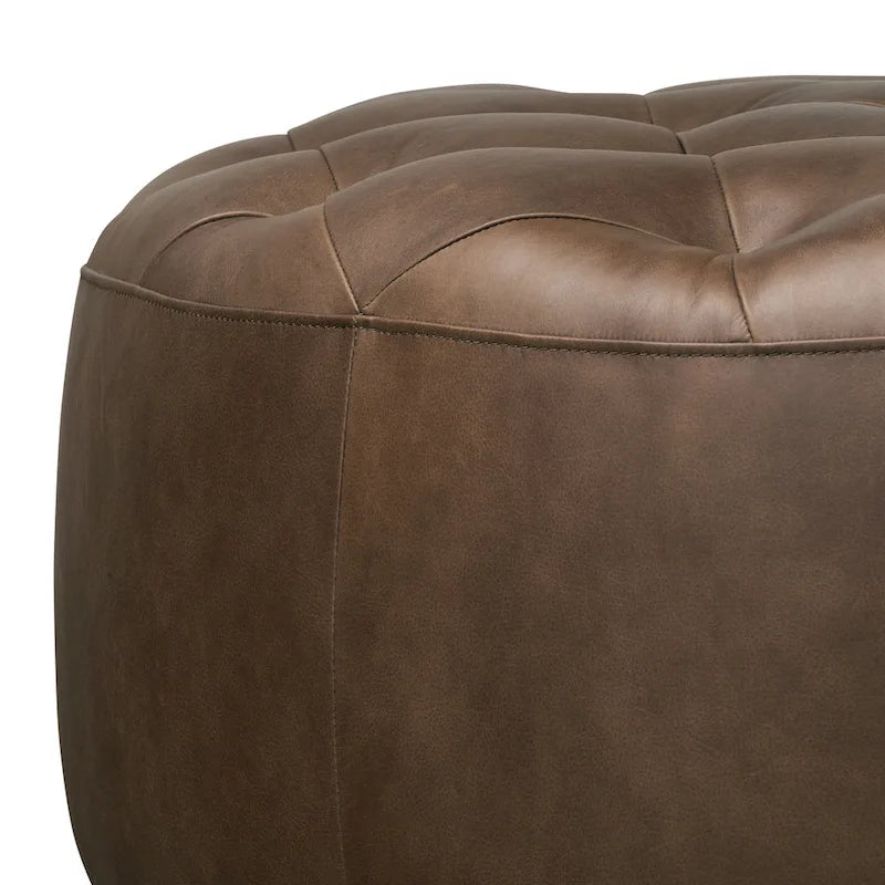 Pouf en cuir pleine fleur italien véritable Ottoman