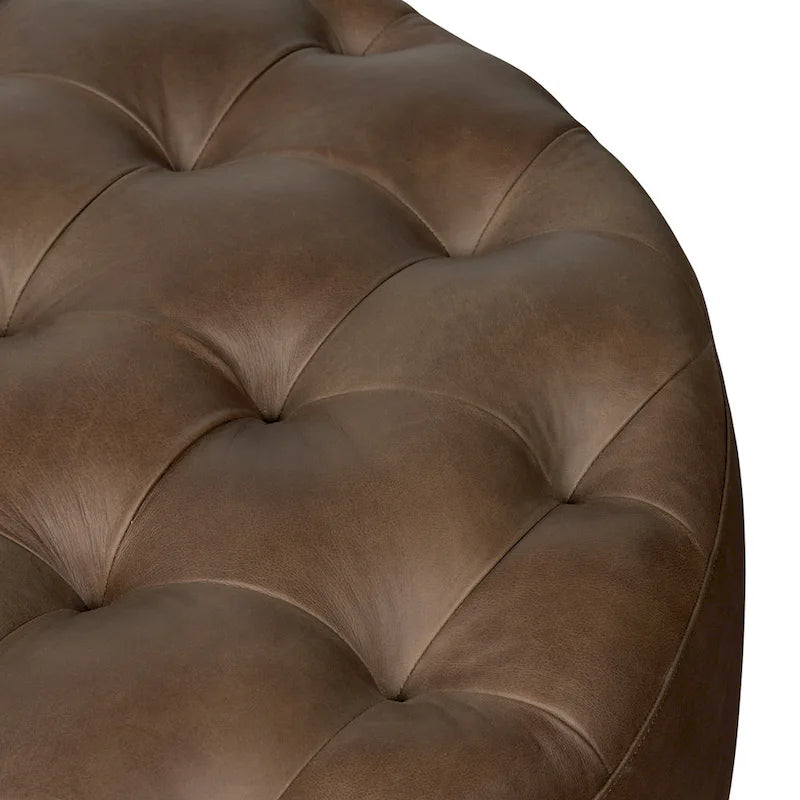 Pouf en cuir pleine fleur italien véritable Ottoman