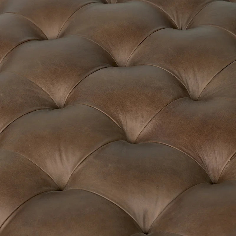 Pouf en cuir pleine fleur italien véritable Ottoman