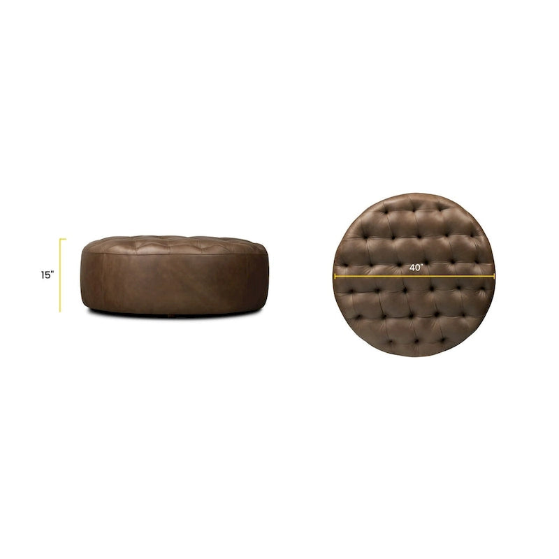 Pouf en cuir pleine fleur italien véritable Ottoman