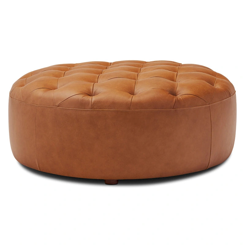 Pouf en cuir pleine fleur italien véritable Ottoman