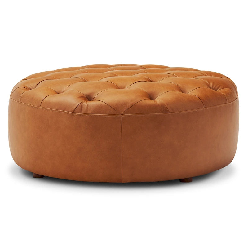 Pouf en cuir pleine fleur italien véritable Ottoman