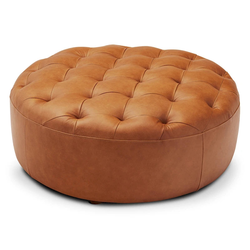 Pouf en cuir pleine fleur italien véritable Ottoman