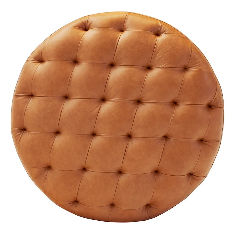Pouf en cuir pleine fleur italien véritable Ottoman