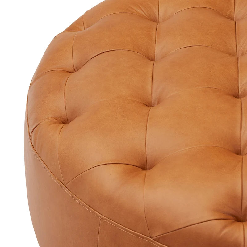 Pouf en cuir pleine fleur italien véritable Ottoman