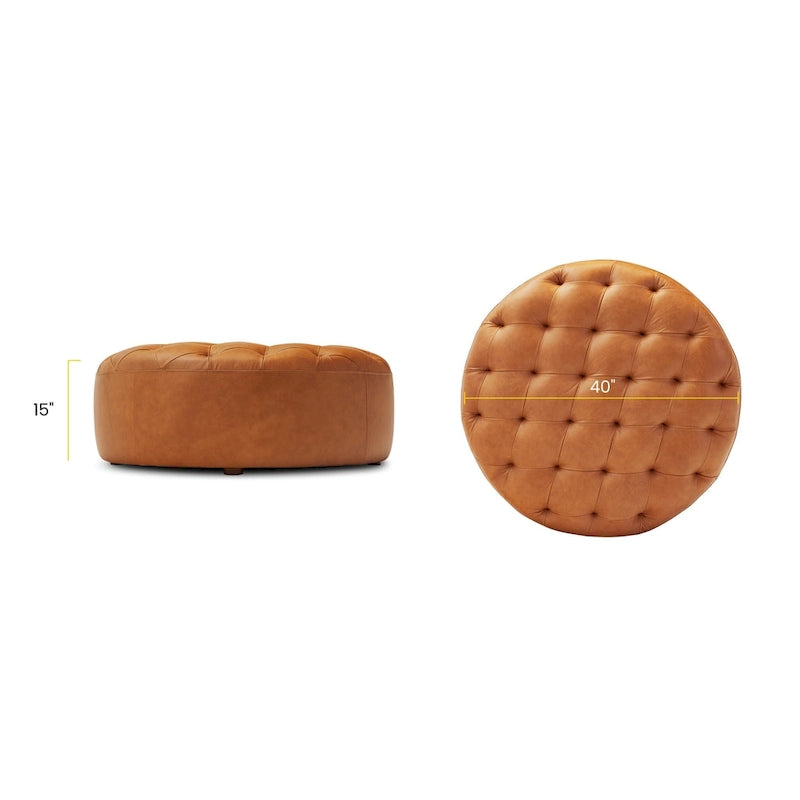 Pouf en cuir pleine fleur italien véritable Ottoman