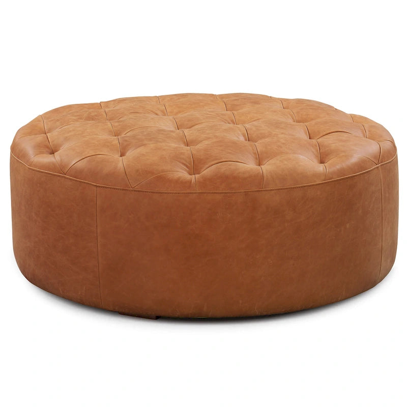 Pouf en cuir pleine fleur italien véritable Ottoman